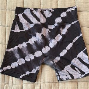 PINK Victoria's Secret Black and White Tie-Dye Bike Shorts